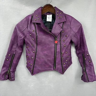 Buy Disney Store Maleficent Jacket Girls 5/6 Descendants Faux Leather Purple Studded • 34.50£