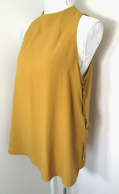Buy River Island Smart Yellow Sleeveless Corset Sides Party Top Size 12 • 8.99£