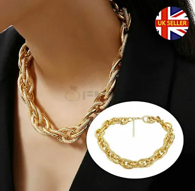 Buy Thick Chunky Twisted Choker Necklace 18ct Gold Plated Fashion Statement Jewelry • 4.99£