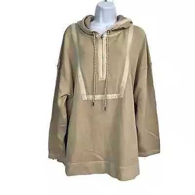 Buy Wrap Women's Organic Cotton 1/4 Zip Pullover Hooded Sweatshirt Olive Size 18 NEW • 56.89£
