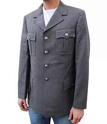 Buy New Mens Button Front Tunic Military Blazer Formal Jacket Coat Army Grey Vintage • 22.95£