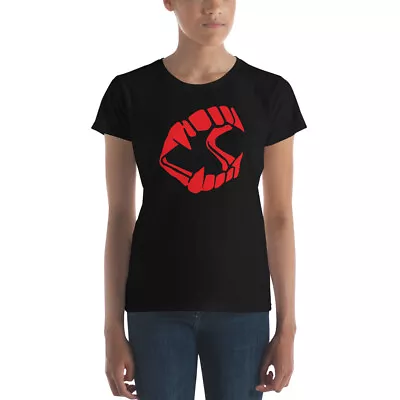 Buy Red Novelty Vampire Fangs Dracula Teeth Women's Short Sleeve Babydoll T-shirt • 26.89£