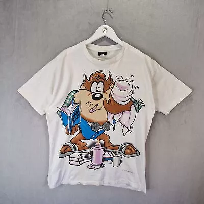 Buy Taz Tazmanian Devil T-Shirt Large White Single Stitch 1995 Baby Care Made USA • 99.99£