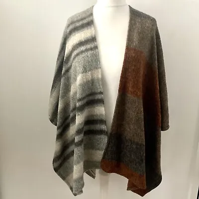 Buy M&S Soft Brown Grey Mix Cape Open Poncho Cardigan One Size • 14.99£