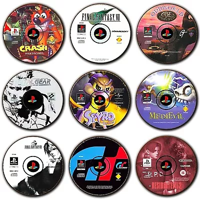 Buy PS1 GAMES PLAYSTSTION COASTERS WOODEN Disc Art Prints Gaming Room MAN CAVE Decor • 3.99£