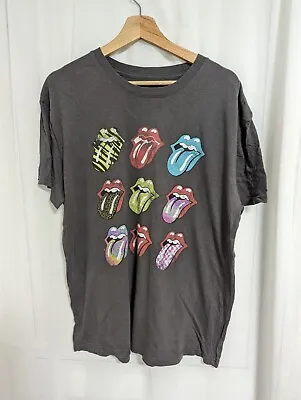 Buy THE ROLLING STONES Size XL Grey Short Sleeves Tongue T-Shirt Official • 9.99£
