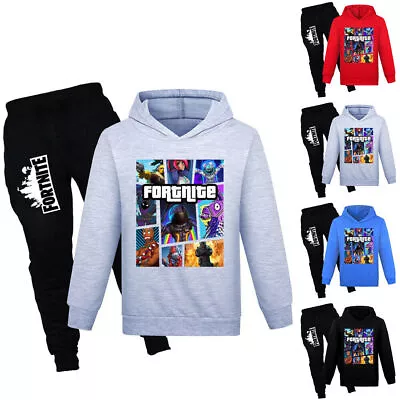 Buy Kids Fortnite Tracksuit Long Sleeve Hoodie Sweashirt + Pants Sportswear Outfits • 18.99£