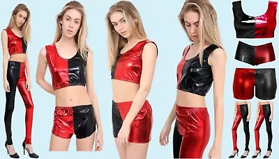 Buy Ladies Harley Quinn Cosplay Suicide Squad Halloween Costume Top Pants Knicker • 8.99£