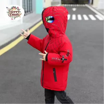 Buy KIDS's Spider-Man Hooded Reversible Jacket Punching Coat Winter Coat Parka Coat • 23.98£