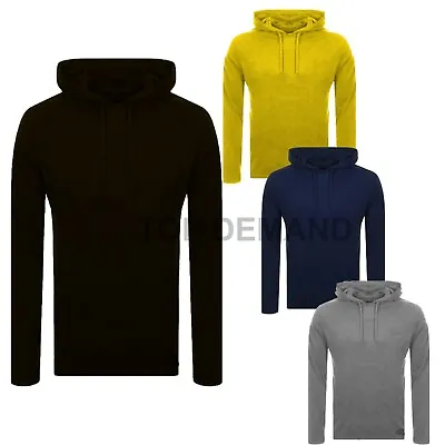 Buy Mens Plain Lightweight Cotton Long Sleeves T-Shirt Hoodie Jumper Pullover Hoody • 9.99£