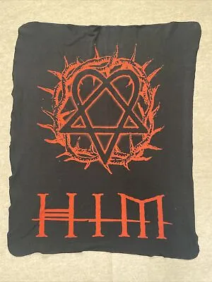 Buy Vtg HIM Band Merch Fleece Throw Blanket 46x57 Tapestry Black Goth Logo • 73.49£