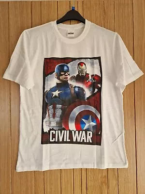 Buy Captain America Marvel White T-shirt Size M NEW • 5£