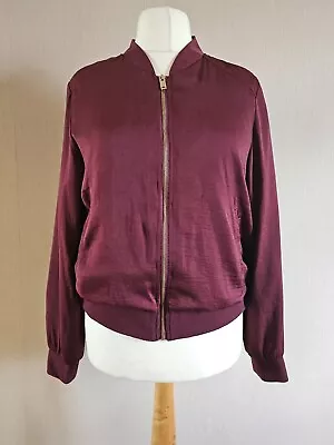 Buy Womens Lightweight Jacket Burgundy Long Sleeve Zip Up New Look Uk Size 14 • 4.99£