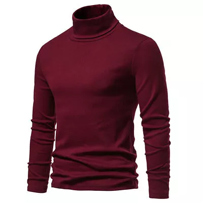 Buy Mens Roll Turtle Neck T Shirt Winter Slim Long Sleeve Thermal Jumper Polo Tops • 8.99£