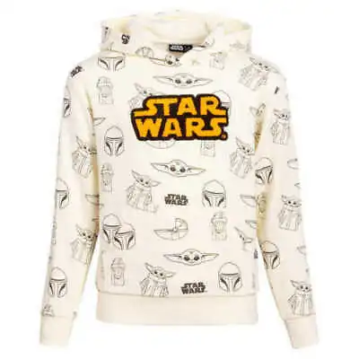 Buy STAR WARS Mandalorian Grogu Pullover Hoodie/Sweatshirt Ivory. Size S Youth 7/8 • 18.15£