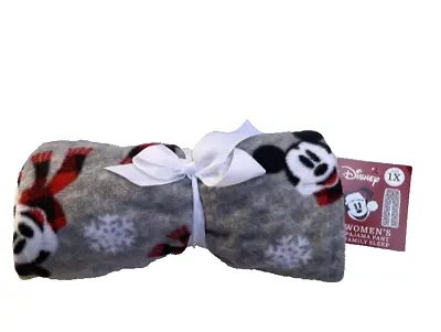 Buy Disney Women's Fleece Mickey Mouse Gray Red PJ Pajama Pants Family Sleep 1X • 9.60£