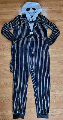 Buy Nightmare Before Christmas Jack Skeleton Disney Hooded One Piece Pajama Size XL  • 17.92£