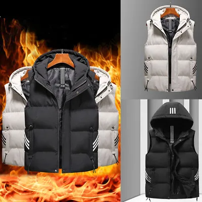 Buy Men Sleeveless Contrast Hood Jacket Body Warmer Gilet Hoodie Hooded Waistcoat • 18.99£