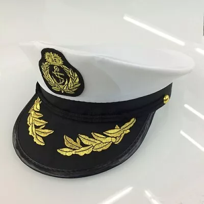 Buy Adult Captain Hat Satin Yacht Boat Cap Marine Admiral Cosplay For Men And Women • 9.99£