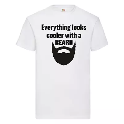 Buy Funny Beard Shirt - Everything Looks Cooler With A Beard T-shirt - Bearded Man • 13.99£