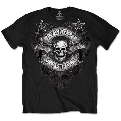 Buy AVENGED SEVENFOLD  Official Unisex T- Shirt -  Stars Flourish - Black  Cotton • 16.99£