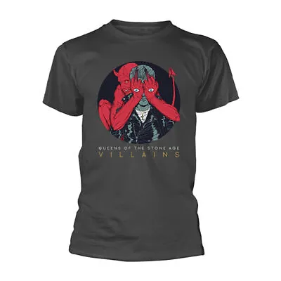 Buy Official Queens Of The Stone Age Villains Cover Mens Charcoal T Shirt QOTSA Tee • 16.95£