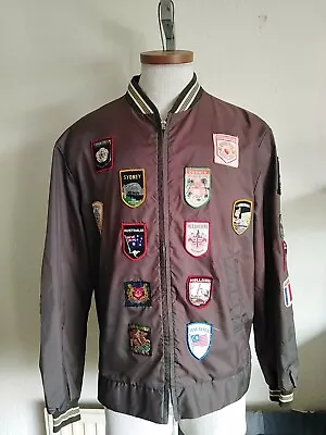 Buy Vntage Foster Menswear Brown Lightweight  Windbreaker Jacket Large With Patches  • 29.99£