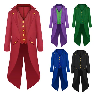 Buy Kids Gothic Jacket Medieval Steampunk Tailcoat Cosplay Coat School Party Costume • 12.70£