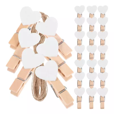 Buy  Small Clothes Pin Clothespin Clip Jute Rope Clothing Heart-shaped • 11.35£