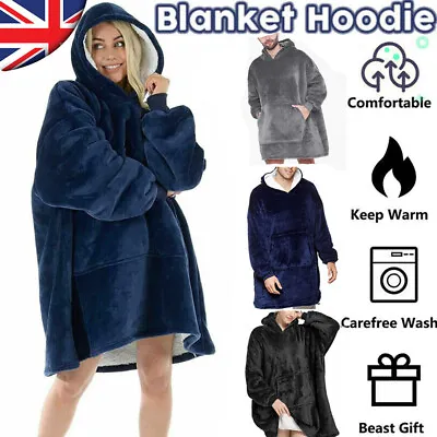 Buy Wearable Blanket Hoodie Oversized Fluffy Snuggle Hooded Sweatshirt Thick Warm GF • 11.99£