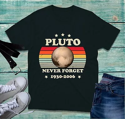 Buy Pluto Never Forget 1930-2006 Retro Style T-Shirt Solar System, Galaxy Lover Top • 11.99£