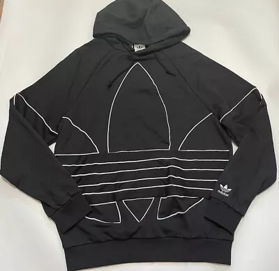 Buy Mens Adidas Originals Big Tf Turf Out Trefoil Outline Hoody Medium Black Ge0823 • 44.99£
