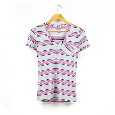 Buy Women's Vans Deep V-Neck Striped T-Shirt With Pocket • 9.23£