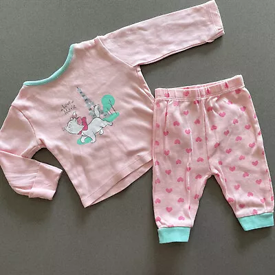 Buy Baby Girl 0-3 Months Disney Baby Pink Marie Aristocats 2 Piece Pajama Outfit • 3£