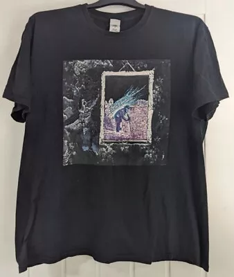 Buy Led Zeppelin T Shirt IV Album Cover Rock Band Merch Tee Size XL Black • 14.30£