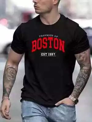 Buy Property Of Boston Print Mens Cotton T-shirt Crew Neck Classic Casual Tshirt Tee • 9.68£
