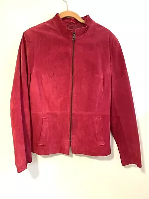 Buy Tower Hill  Women's Suede Leather Jacket Size 12- Berry Color- Lined • 34.01£