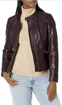 Buy Kenneth Cole New York Women's Classic Short Moto Faux Leather Jacket Size L/G • 48.26£