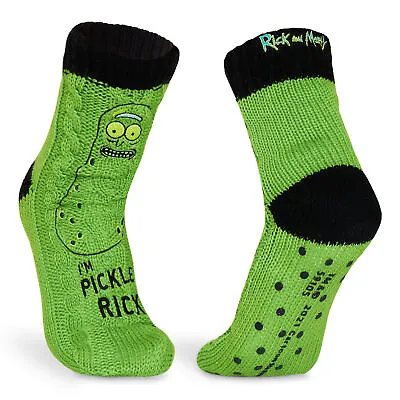 Buy Rick And Morty Slipper Socks, Men Knitted Anti Slip Socks, Warm Fluffy Socks • 14.99£