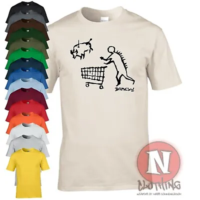Buy Banksy Caveman Goes Shopping T-shirt Urban Art Graffiti Bristol Cool Teeshirt • 11.99£