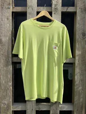 Buy Carhartt WIP Lime Green Short Sleeve Pocket Shirt Size XL • 24£