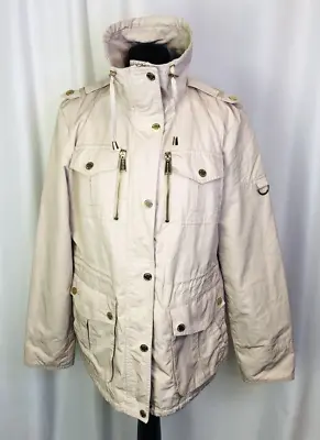 Buy Michael Kors Anorak Coat Utility Jacket Cream Pockets Women's Large C1598 • 30£