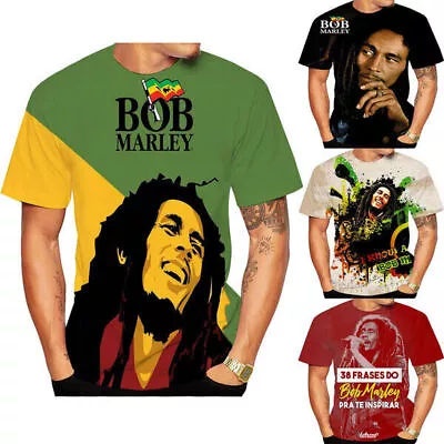 Buy Reggae Music Bob Marley Casual Women Men T-Shirt 3D Print Short Sleeve Tee Tops • 5.98£