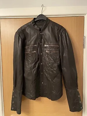 Buy All Saints Biker Rock Star Mens Vintage Leather Jacket Medium Rare Shacket • 75£