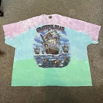 Buy Mens Vintage Grateful Dead 2001 Ship Of Fools Tie Dye T-Shirt Liquid Blue 5XL • 48£