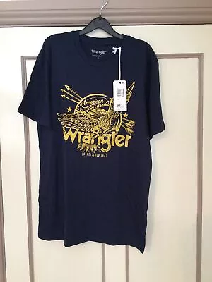 Buy Mens Wrangler T Shirt In Navy Blue Sz Small • 8.99£