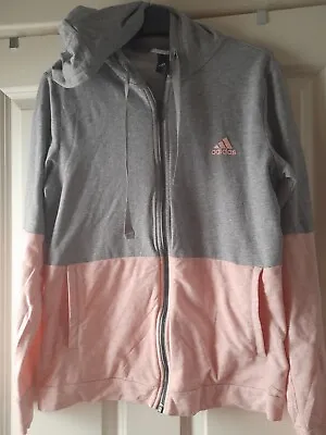 Buy Women's Adidas Zip Front Hoodie Jacket Grey And Pink M Uk/12-14 • 10£