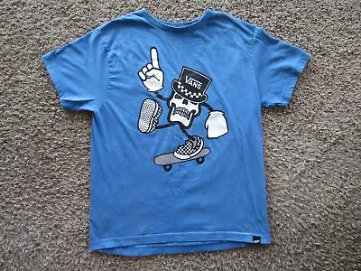 Buy Vans Off The Wall Blue Skull Graphic Cotton Blend Short Sleeve T Shirt Youth XL • 1.57£