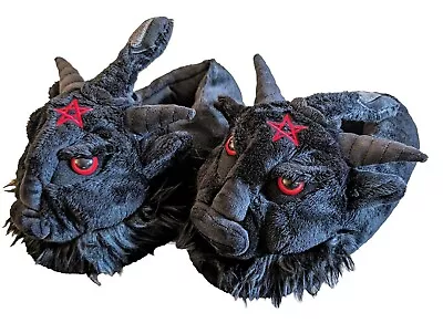 Buy Killstar Dark Lord Satan Baphomet Pentagram Goth Plush Slippers Pre-Owned M/L • 10.44£