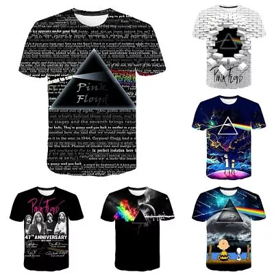 Buy Men Women 3D Pink Floyd Rock Band Casual Short Sleeve T-shirt Tee Pullover Top • 10.78£